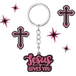Pink 'Jesus Loves You' Keychain | Faith Gifts